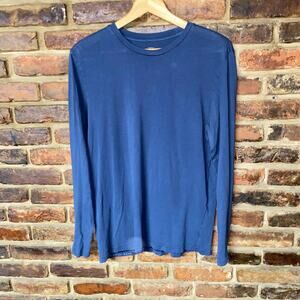 Mack Weldon True Navy Blue Long Sleeve Crew Neck Pima Tee Men's Size Medium